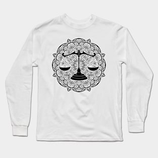 Libra Mandala Zodiac in Black and White Long Sleeve T-Shirt